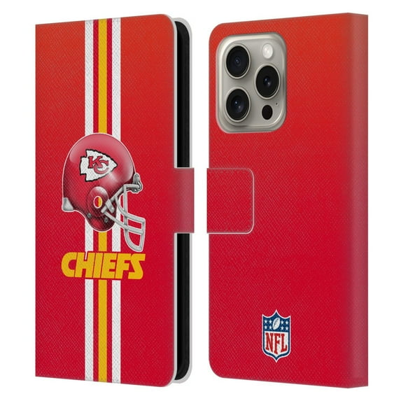 Head Case Designs NFL Kansas City Chiefs Logo Helmet Leather Book Wallet Case Cover For Apple iPhone 16 Pro