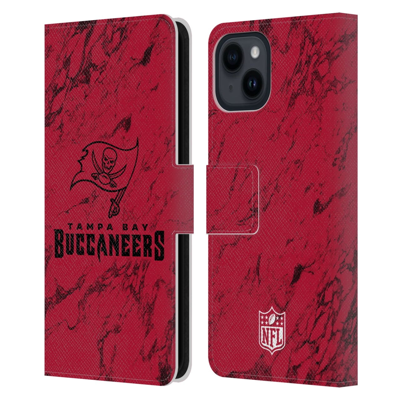 Head Case Designs NFL Tampa Bay Buccaneers Graphics Coloured Marble Leather Book Wallet Case Cover For Apple iPhone 15