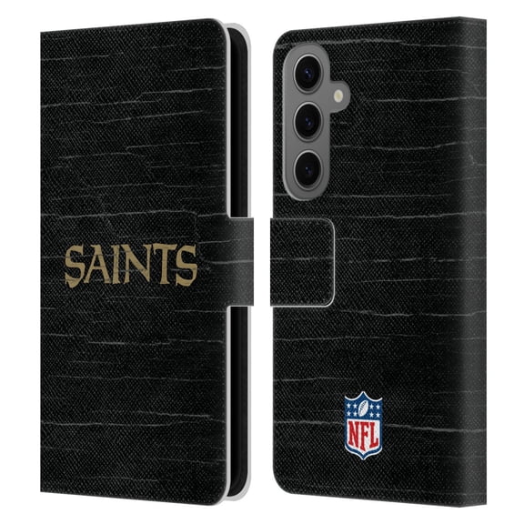 Head Case Designs NFL New Orleans Saints Logo Distressed Look Leather Book Wallet Case Cover For Samsung Galaxy S25