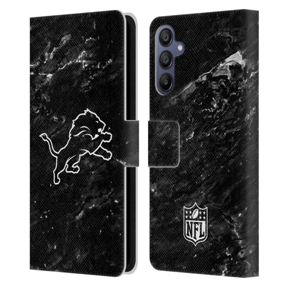 Head Case Designs NFL Detroit Lions Artwork Marble Leather Book Wallet Case Cover For Samsung Galaxy A15