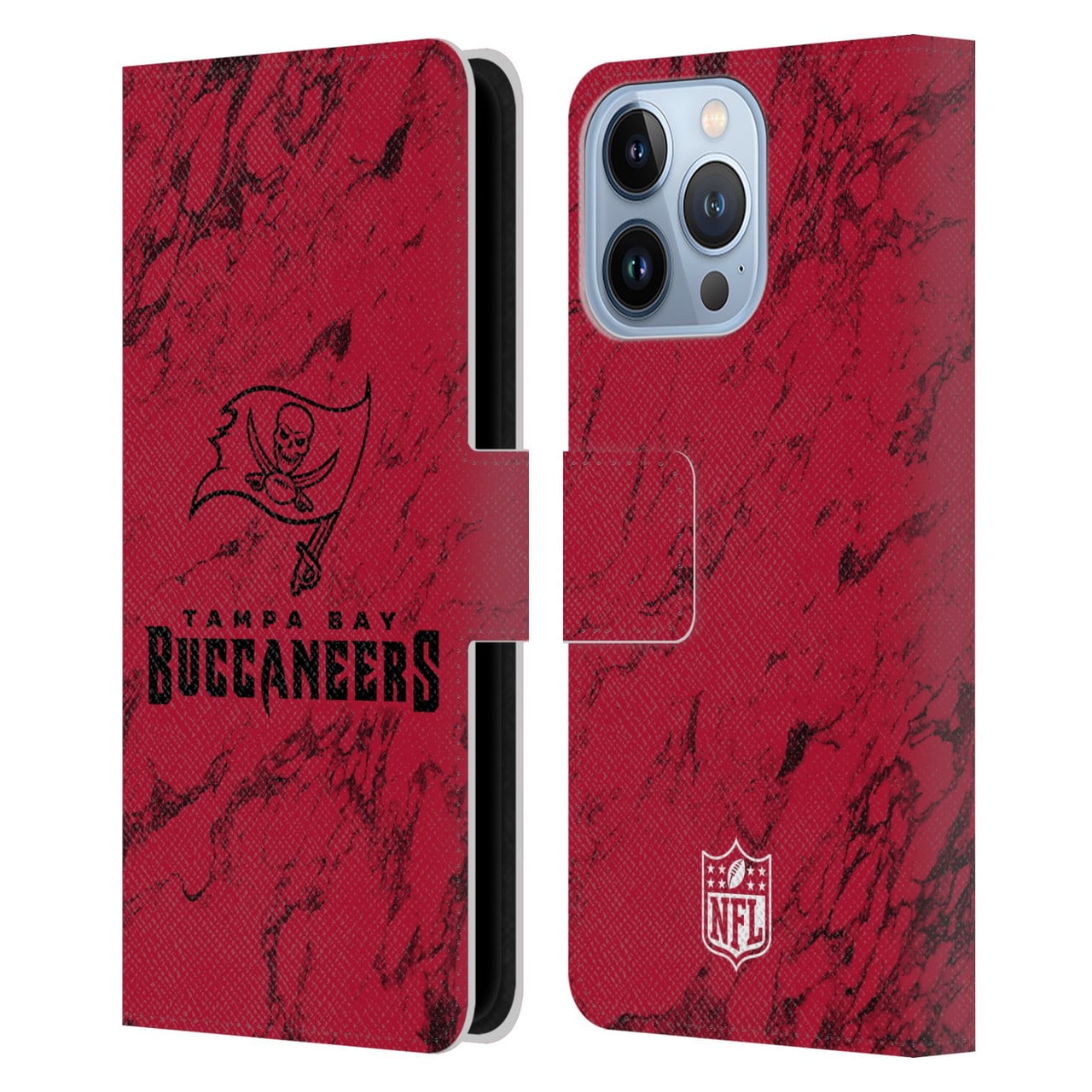 Head Case Designs NFL Tampa Bay Buccaneers Graphics Coloured Marble Leather Book Wallet Case Cover For Apple iPhone 13 Pro