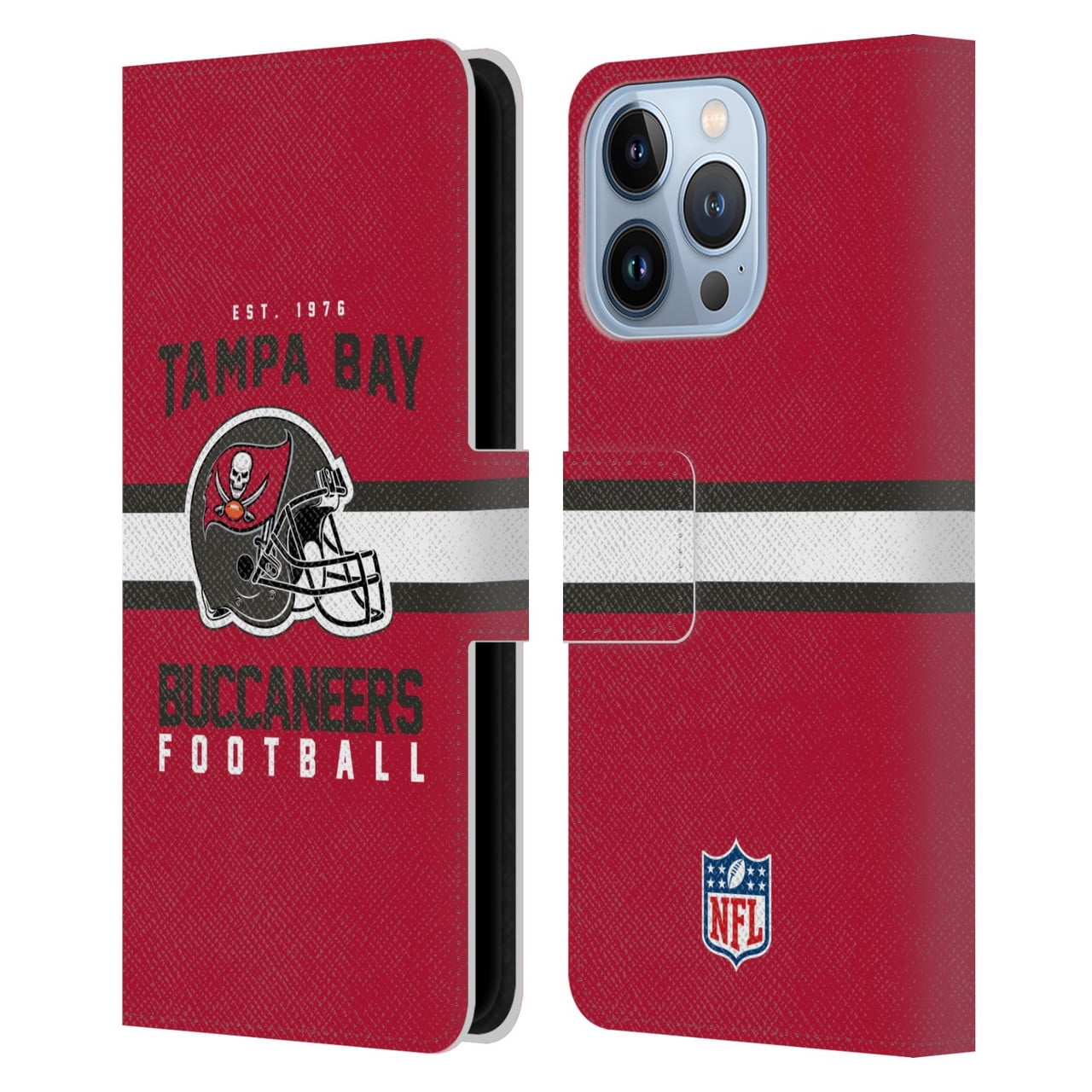 Head Case Designs NFL Tampa Bay Buccaneers Graphics Helmet Typography Leather Book Wallet Case Cover For Apple iPhone 13 Pro