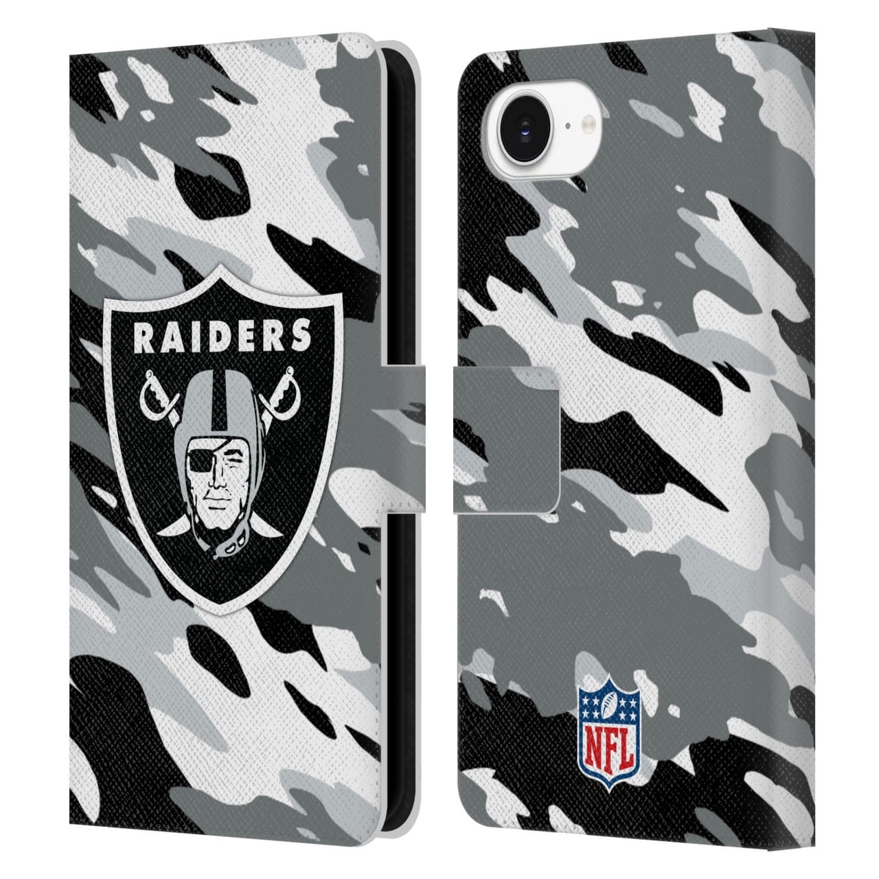 Head Case Designs NFL Las Vegas Raiders Logo Camou Leather Book Wallet Case Cover For Apple iPhone 16e