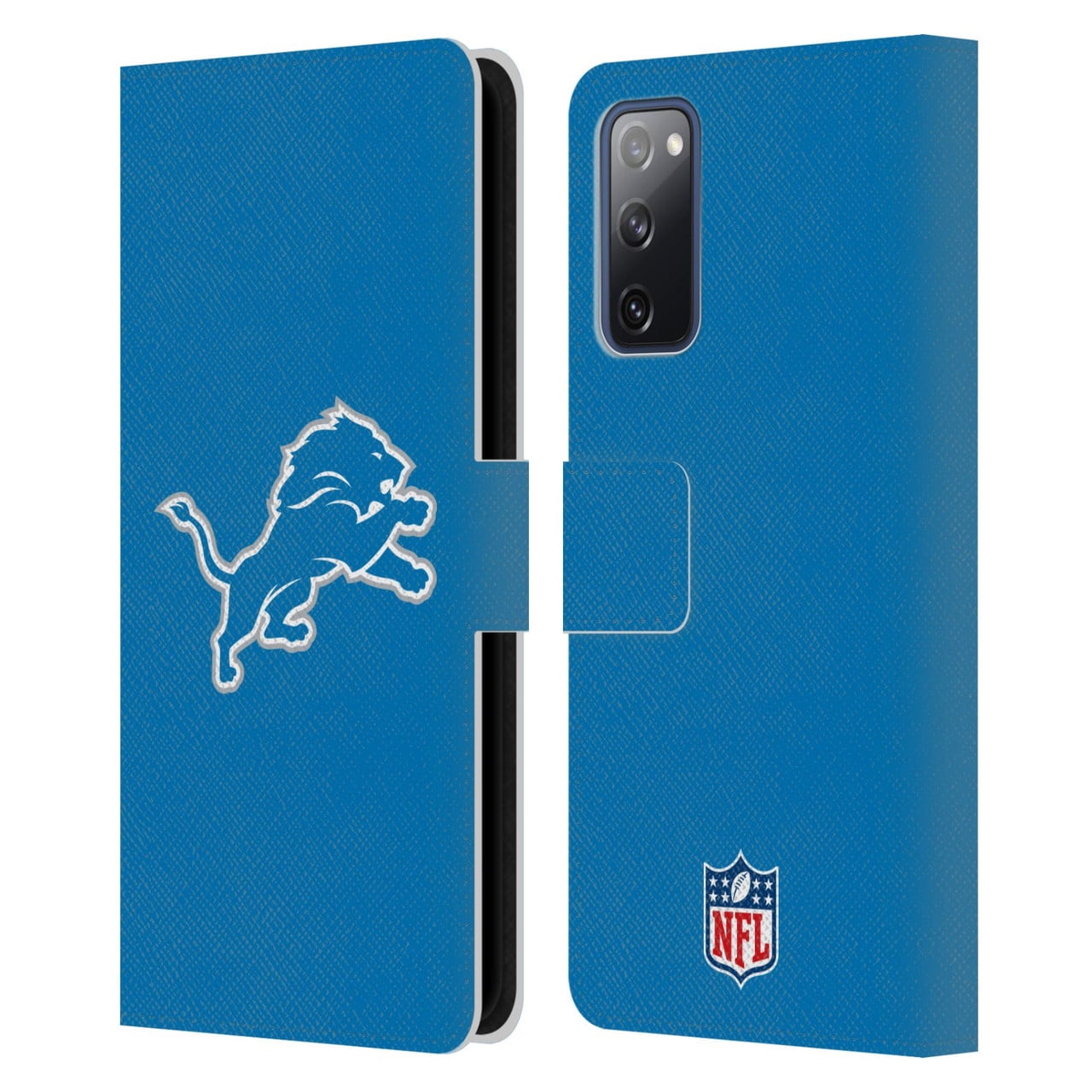 Head Case Designs NFL Detroit Lions Logo Plain Leather Book Wallet Case Cover For Samsung Galaxy S20 FE / 5G