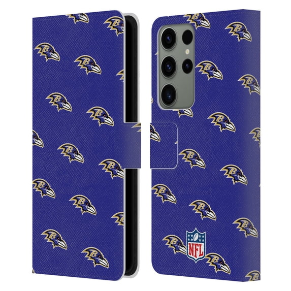Head Case Designs NFL Baltimore Ravens Artwork Patterns Leather Book Wallet Case Cover For Samsung Galaxy S23 Ultra 5G