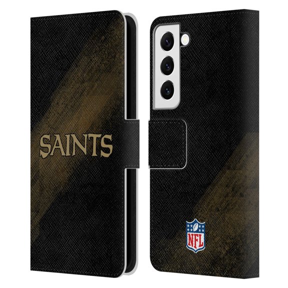 Head Case Designs NFL New Orleans Saints Logo Blur Leather Book Wallet Case Cover For Samsung Galaxy S22 5G
