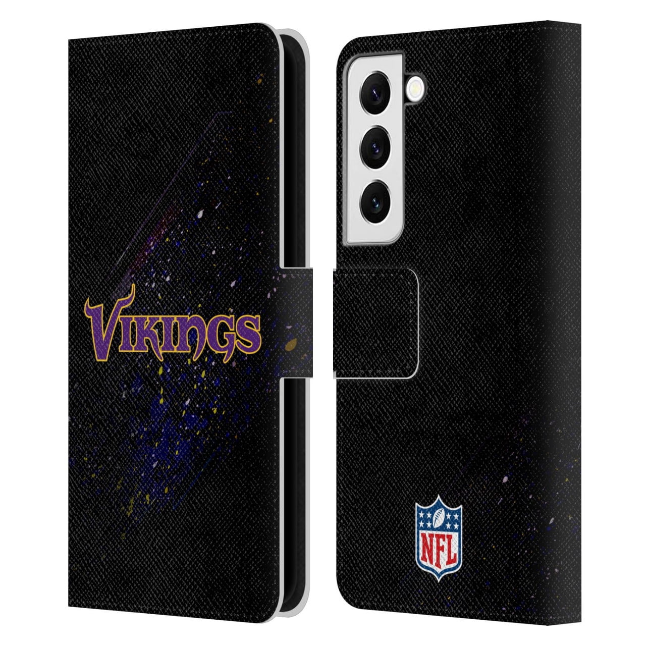Head Case Designs NFL Minnesota Vikings Logo Blur Leather Book Wallet Case Cover For Samsung Galaxy S22 5G