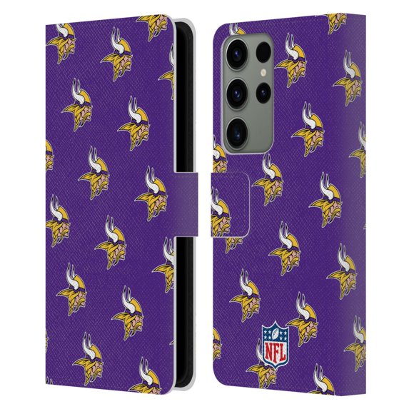 Head Case Designs NFL Minnesota Vikings Artwork Patterns Leather Book Wallet Case Cover For Samsung Galaxy S23 Ultra 5G