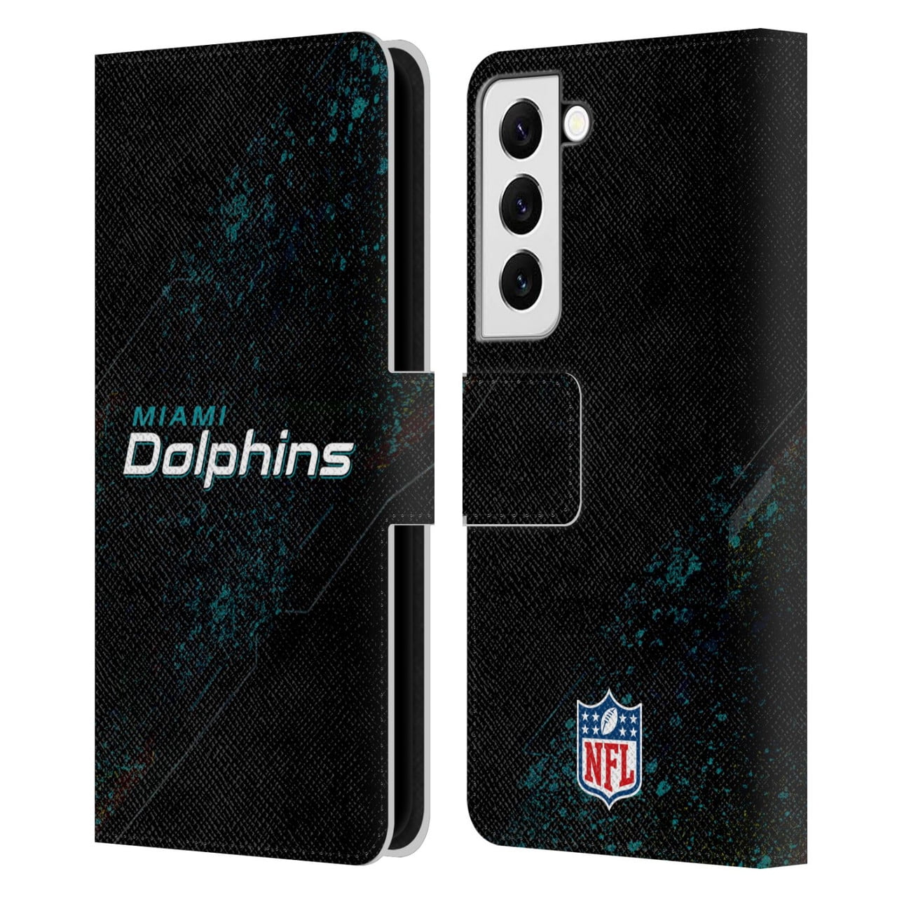 Head Case Designs NFL Miami Dolphins Logo Blur Leather Book Wallet Case Cover For Samsung Galaxy S22 5G