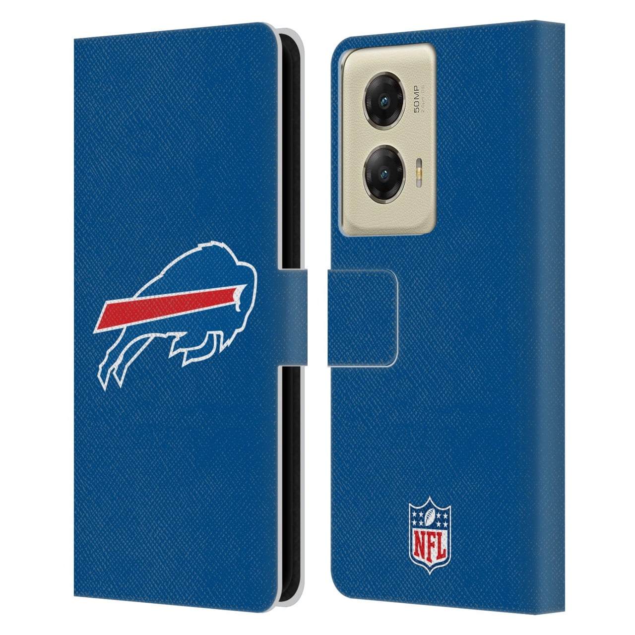 Head Case Designs NFL Buffalo Bills Logo Plain Leather Book Wallet Case Cover For Motorola Moto G Stylus 5G (2024)