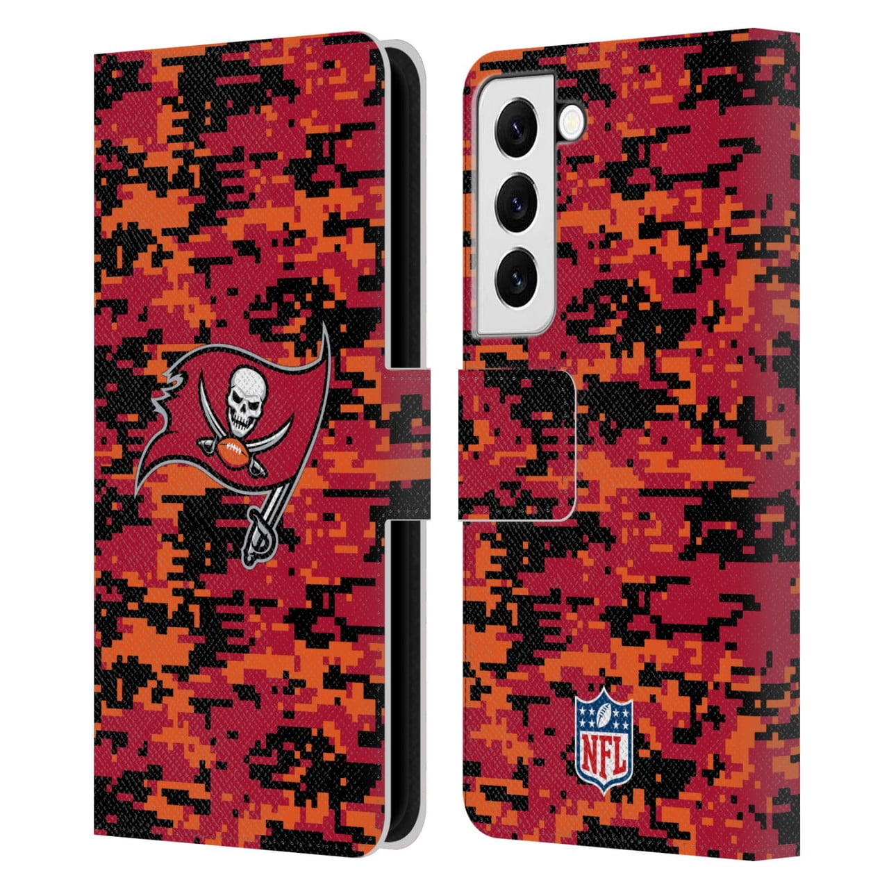 Head Case Designs NFL Tampa Bay Buccaneers Graphics Digital Camouflage Leather Book Wallet Case Cover For Samsung Galaxy S22 5G
