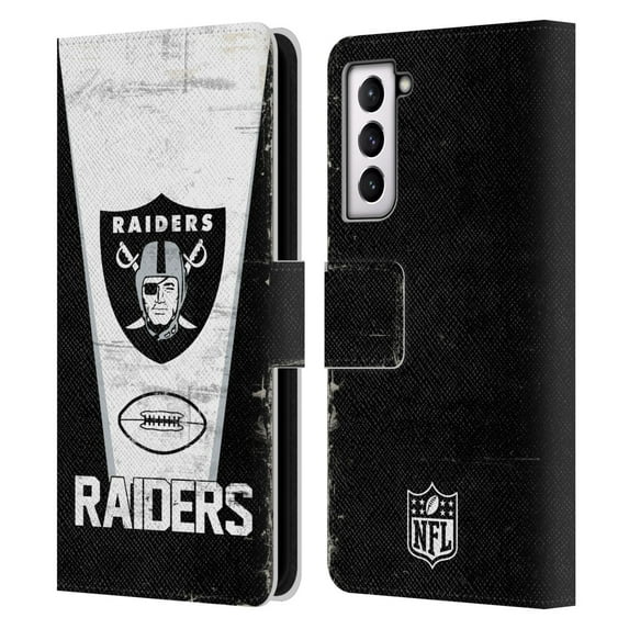 Head Case Designs NFL Las Vegas Raiders Logo Art Banner 100th Leather Book Wallet Case Cover For Samsung Galaxy S21 5G