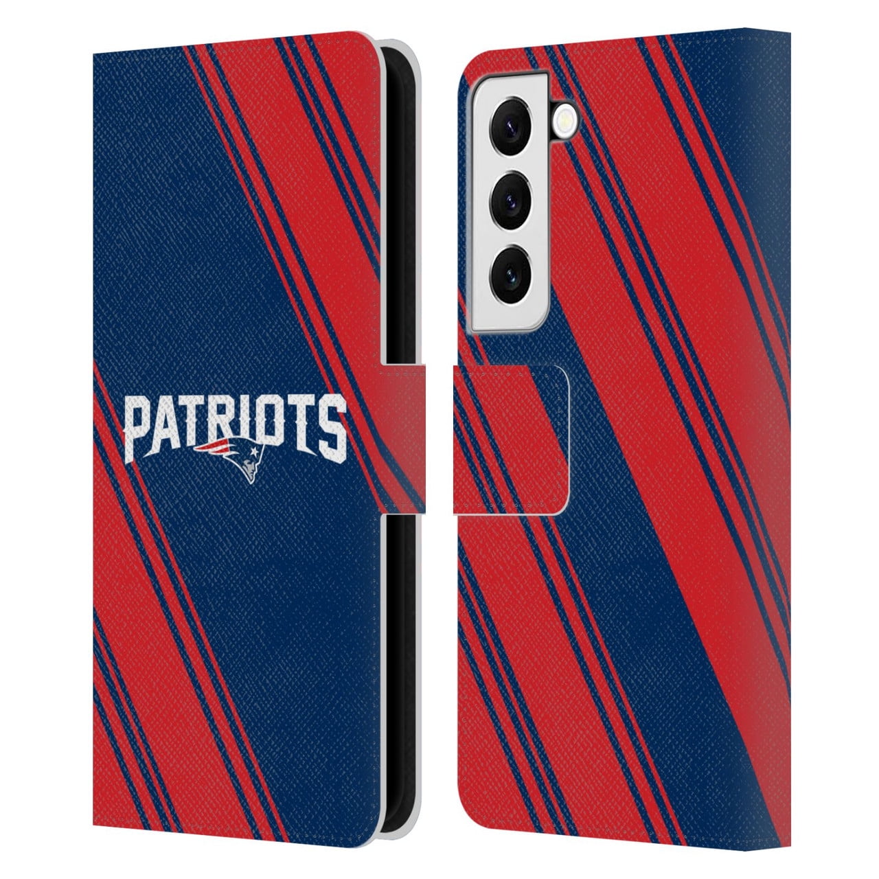 Head Case Designs NFL New England Patriots Artwork Stripes Leather Book Wallet Case Cover For Samsung Galaxy S22 5G