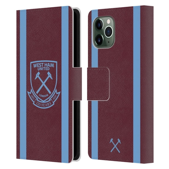Head Case Designs Officially Licensed West Ham United FC 2020/21 Crest Kit Home Leather Book Wallet Case Cover Compatible with Apple iPhone 11 Pro