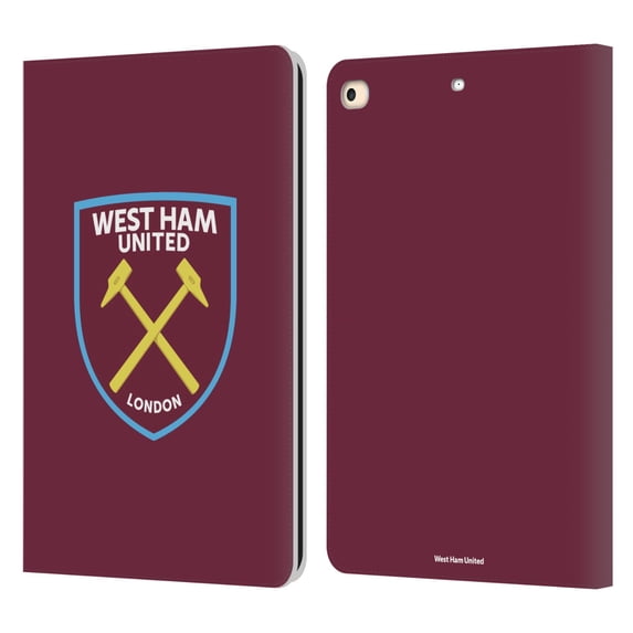 Head Case Designs Officially Licensed West Ham United FC Crest Full Colour Leather Book Wallet Case Cover Compatible with Apple iPad 9.7 2017 / iPad 9.7 2018