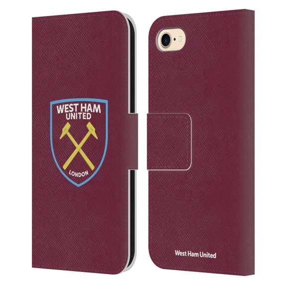 Head Case Designs Officially Licensed West Ham United FC Crest Full Colour Leather Book Wallet Case Cover Compatible with Apple iPhone 7 / 8 / SE 2020 & 2022