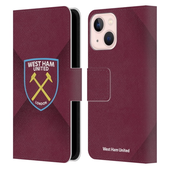 Head Case Designs Officially Licensed West Ham United FC Crest Gradient Leather Book Wallet Case Cover Compatible with Apple iPhone 13 Mini