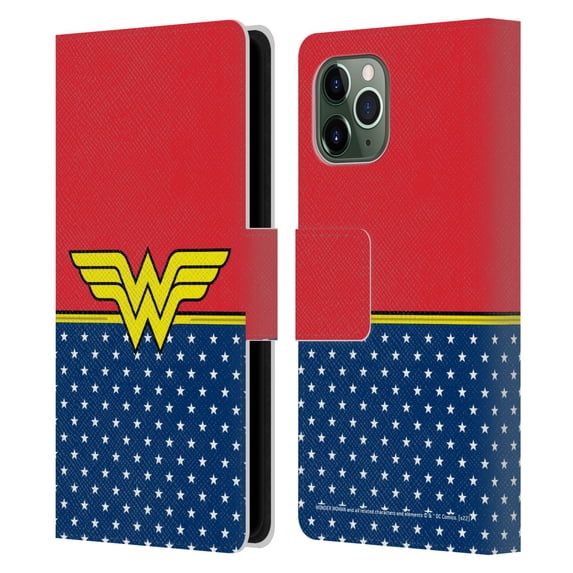 Head Case Designs Officially Licensed Wonder Woman DC Comics Logos Costume Leather Book Wallet Case Cover Compatible with Apple iPhone 11 Pro