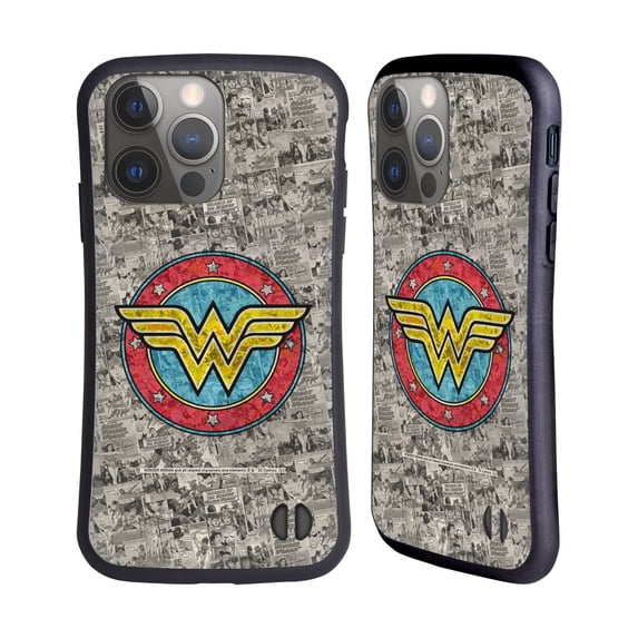 Head Case Designs Officially Licensed Wonder Woman DC Comics Vintage Art Comics Logo Hybrid Case Compatible with Apple iPhone 14 Pro