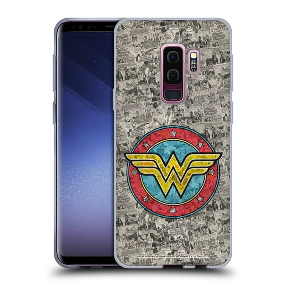 Head Case Designs Officially Licensed Wonder Woman DC Comics Vintage Art Comics Logo Soft Gel Case Compatible with Samsung Galaxy S9+ / S9 Plus