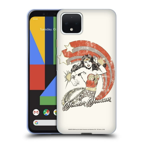 Head Case Designs Officially Licensed Wonder Woman DC Comics Vintage Art Distressed Look Soft Gel Case Compatible with Google Pixel 4