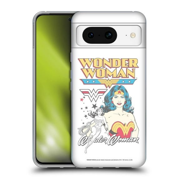 Head Case Designs Officially Licensed Wonder Woman DC Comics Vintage Art White Soft Gel Case Compatible with Google Pixel 8