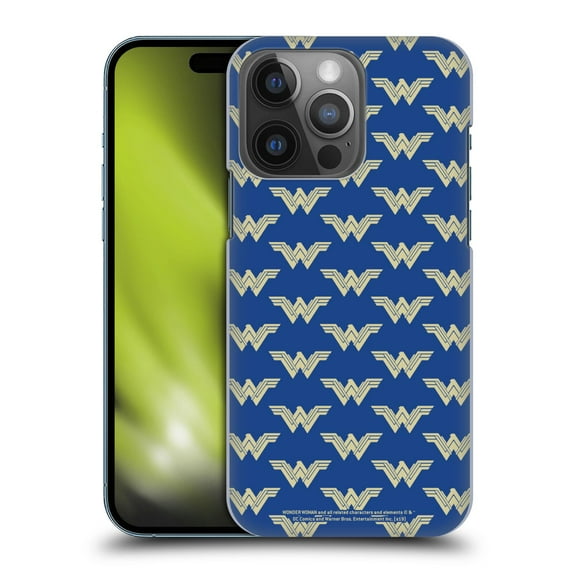 Head Case Designs Officially Licensed Wonder Woman Movie Logos Pattern Hard Back Case Compatible with Apple iPhone 14 Pro
