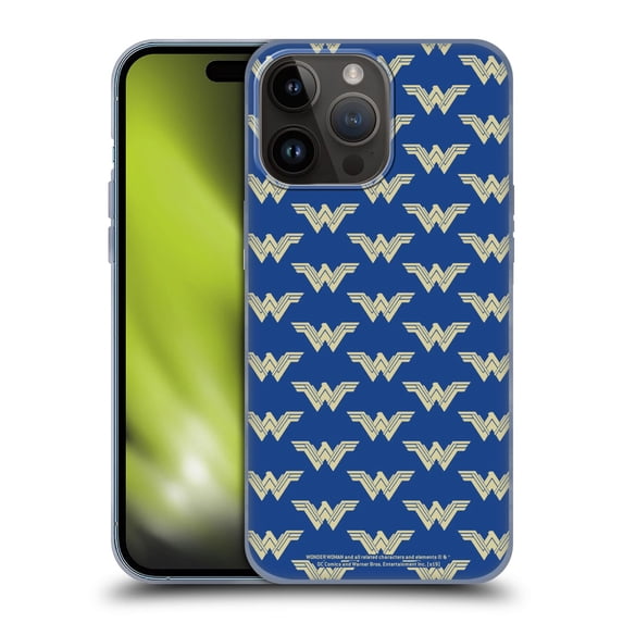Head Case Designs Officially Licensed Wonder Woman Movie Logos Pattern Soft Gel Case Compatible with Apple iPhone 15 Pro Max
