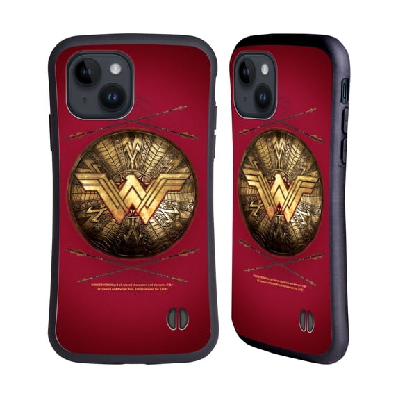 Head Case Designs Officially Licensed Wonder Woman Movie Logos Shield And Arrows Hybrid Case Compatible with Apple iPhone 15