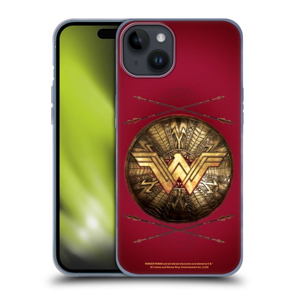 Head Case Designs Officially Licensed Wonder Woman Movie Logos Shield And Arrows Soft Gel Case Compatible with Apple iPhone 15 Plus