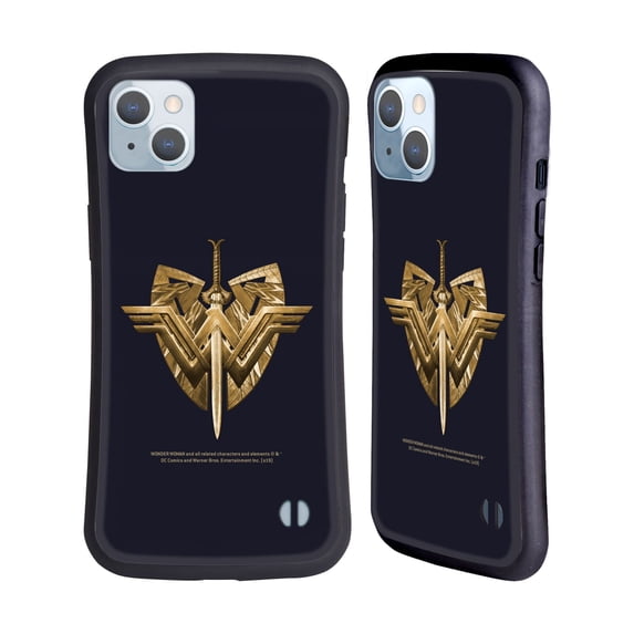 Head Case Designs Officially Licensed Wonder Woman Movie Logos Sword And Shield Hybrid Case Compatible with Apple iPhone 14 Plus