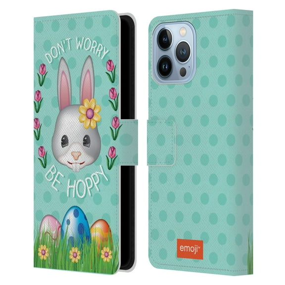 Head Case Designs Officially Licensed emoji® Easter Be Hoppy Leather Book Wallet Case Cover Compatible with Apple iPhone 13 Pro Max