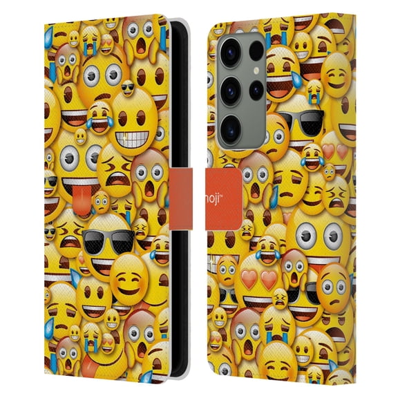 Head Case Designs Officially Licensed emoji® Full Patterns Smileys Leather Book Wallet Case Cover Compatible with Samsung Galaxy S23 Ultra 5G