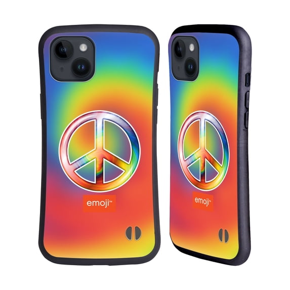 Head Case Designs Officially Licensed emoji® Hippie Chic Peace Sign Hybrid Case Compatible with Apple iPhone 15 Plus