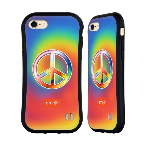 Head Case Designs Officially Licensed emoji® Hippie Chic Peace Sign Hybrid Case Compatible with Apple iPhone 7 / 8 / SE 2020 & 2022