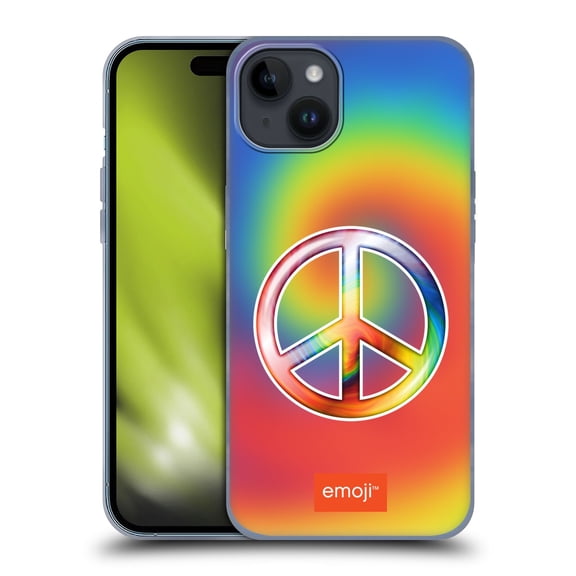 Head Case Designs Officially Licensed emoji® Hippie Chic Peace Sign Soft Gel Case Compatible with Apple iPhone 15 Plus