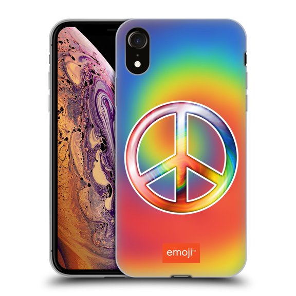 Head Case Designs Officially Licensed emoji® Hippie Chic Peace Sign Soft Gel Case Compatible with Apple iPhone XR
