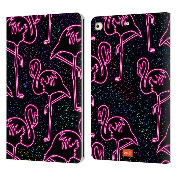 Head Case Designs Officially Licensed emoji® Neon Flamingo Leather Book Wallet Case Cover Compatible with Apple iPad 9.7 2017 / iPad 9.7 2018