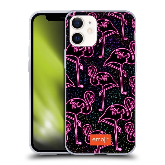 Head Case Designs Officially Licensed emoji® Neon Flamingo Soft Gel Case Compatible with Apple iPhone 12 Mini