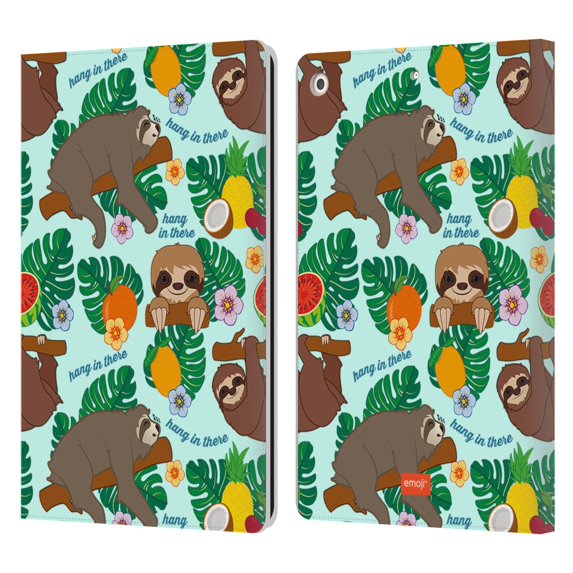 Head Case Designs Officially Licensed emoji® Sloth Tropical Leather Book Wallet Case Cover Compatible with Apple iPad 10.2 2019/2020/2021