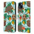 thumbnail image 1 of Head Case Designs Officially Licensed emoji® Sloth Tropical Leather Book Wallet Case Cover Compatible with Apple iPhone 15 Plus, 1 of 6