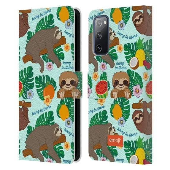 Head Case Designs Officially Licensed emoji® Sloth Tropical Leather Book Wallet Case Cover Compatible with Samsung Galaxy S20 FE / 5G