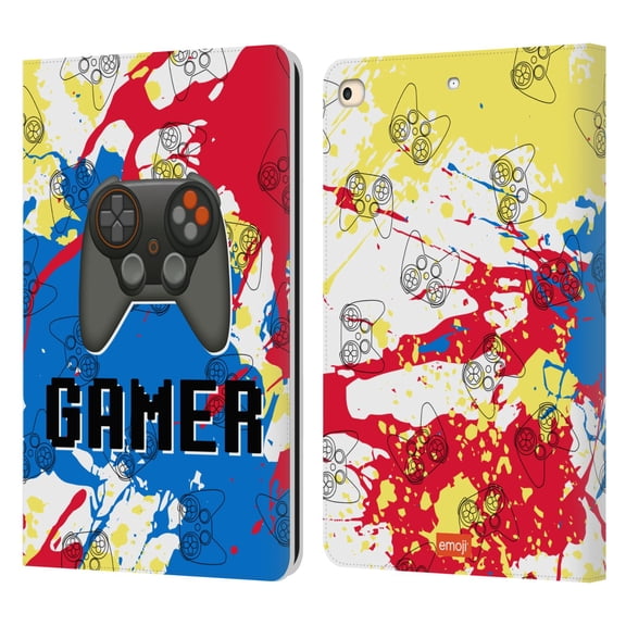 Head Case Designs Officially Licensed emojiĀ® Trendy Gamer Leather Book Wallet Case Cover Compatible with Apple iPad 9.7 2017 / iPad 9.7 2018