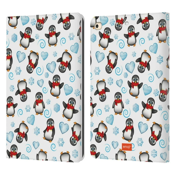 Head Case Designs Officially Licensed emoji® Winter Wonderland Penguins Leather Book Wallet Case Cover Compatible with Apple iPad 9.7 2017 / iPad 9.7 2018