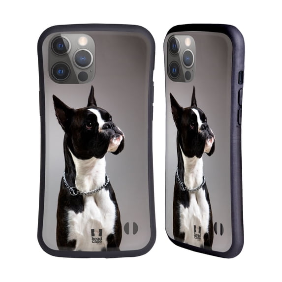 Head Case Designs Popular Dog Breeds Black And White Dog Boxer Hybrid Case Compatible with Apple iPhone 14 Pro Max
