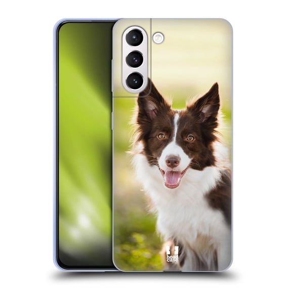 Head Case Designs Popular Dog Breeds Brown Border Collie In Summer Soft Gel Case Compatible with Samsung Galaxy S21+ 5G