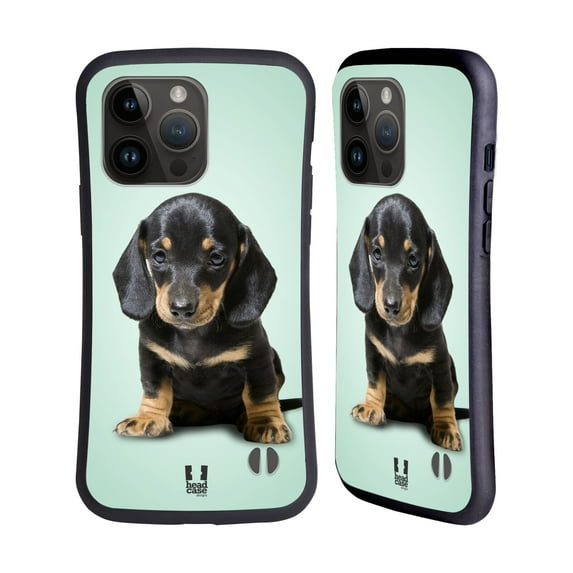 Head Case Designs Popular Dog Breeds Sitting Dachshund Puppy Hybrid Case Compatible with Apple iPhone 15 Pro Max
