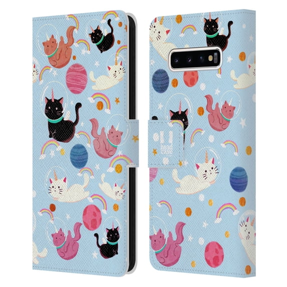 Head Case Designs Space Unicorns Cat Leather Book Wallet Case Cover Compatible with Samsung Galaxy S10+ / S10 Plus