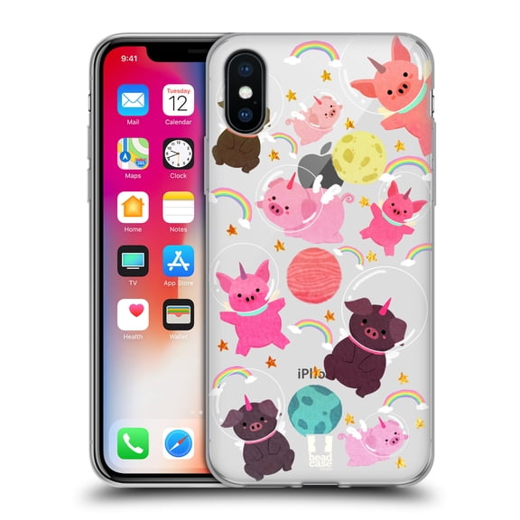 Head Case Designs Space Unicorns Pig Soft Gel Case Compatible with Apple iPhone X / iPhone XS