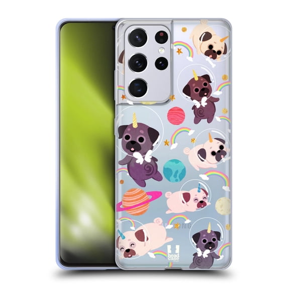 Head Case Designs Space Unicorns Pug Soft Gel Case Compatible with Samsung Galaxy S21 Ultra 5G